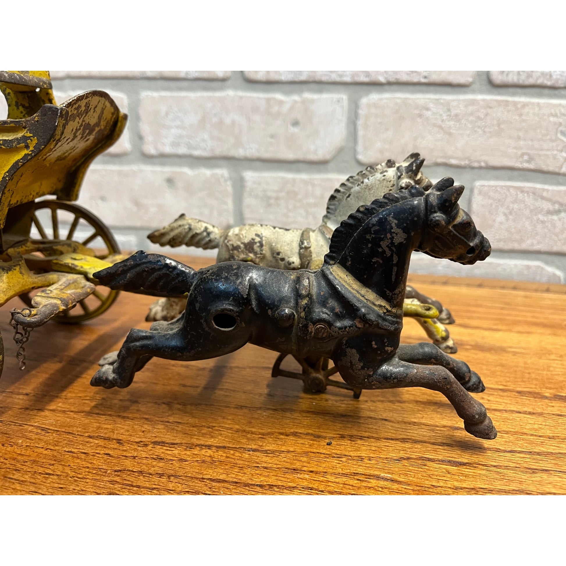 Original 1895 Dent Arcade Cast Iron Toy Horse-Drawn Transfer Freight Wagon 17"