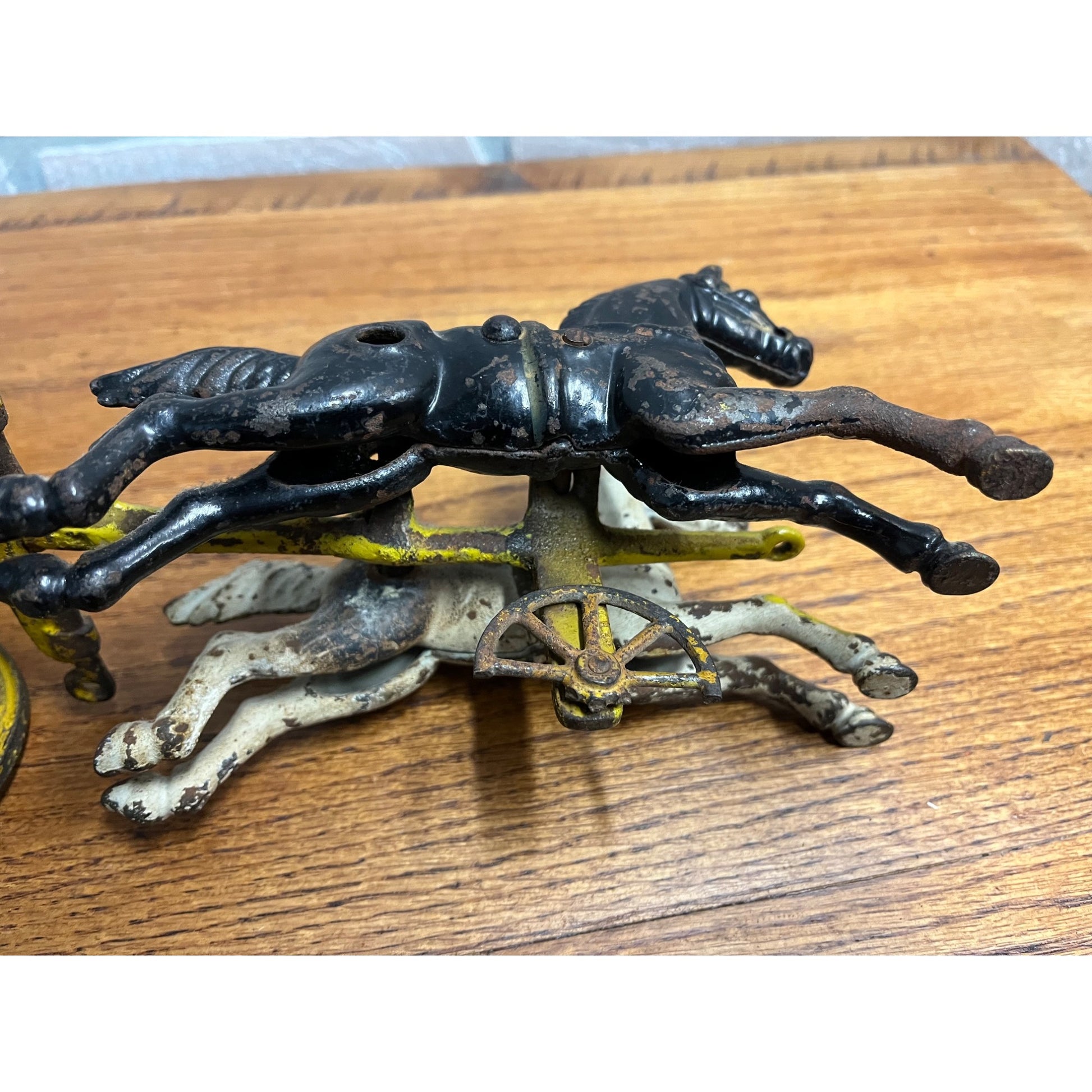 Original 1895 Dent Arcade Cast Iron Toy Horse-Drawn Transfer Freight Wagon 17"