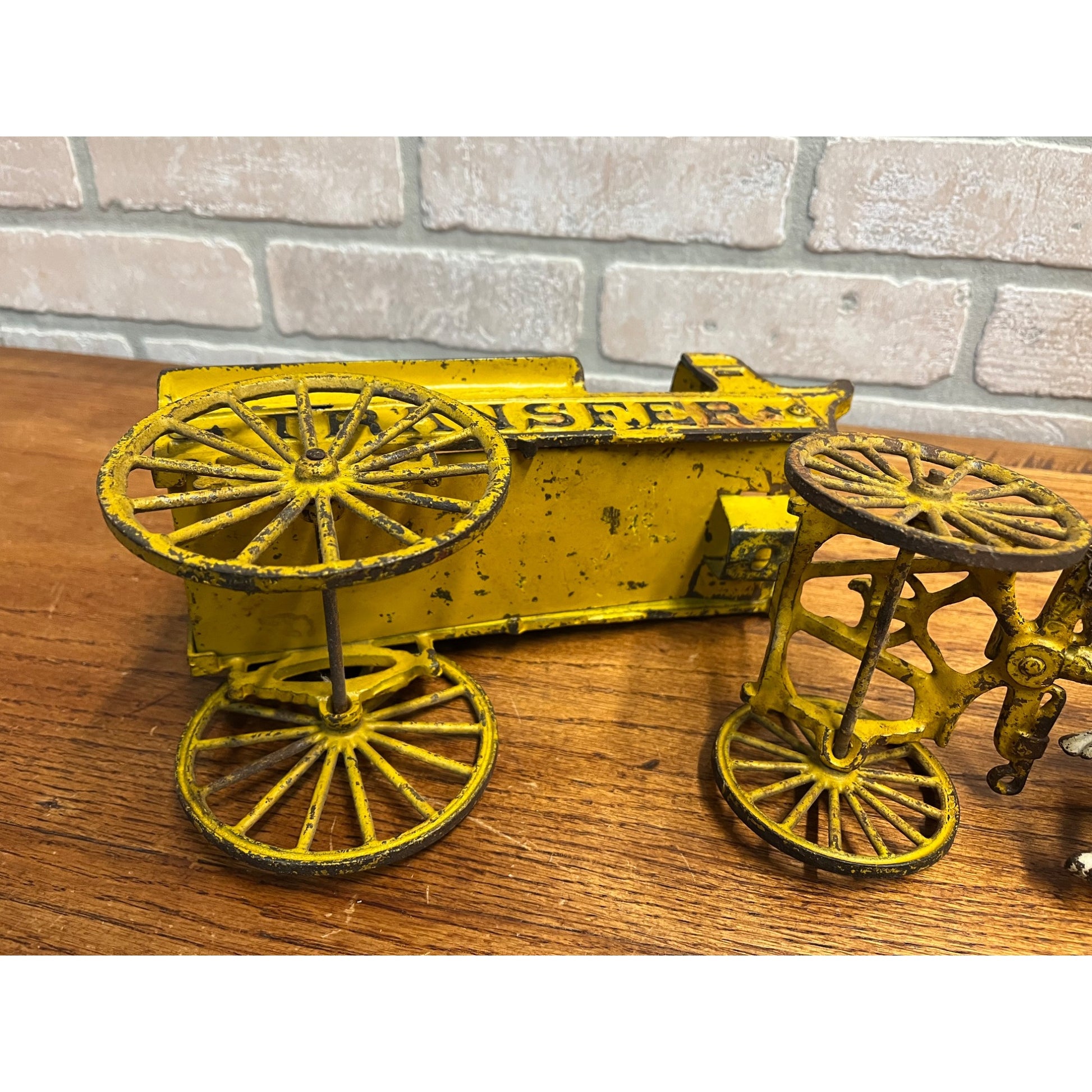 Original 1895 Dent Arcade Cast Iron Toy Horse-Drawn Transfer Freight Wagon 17"