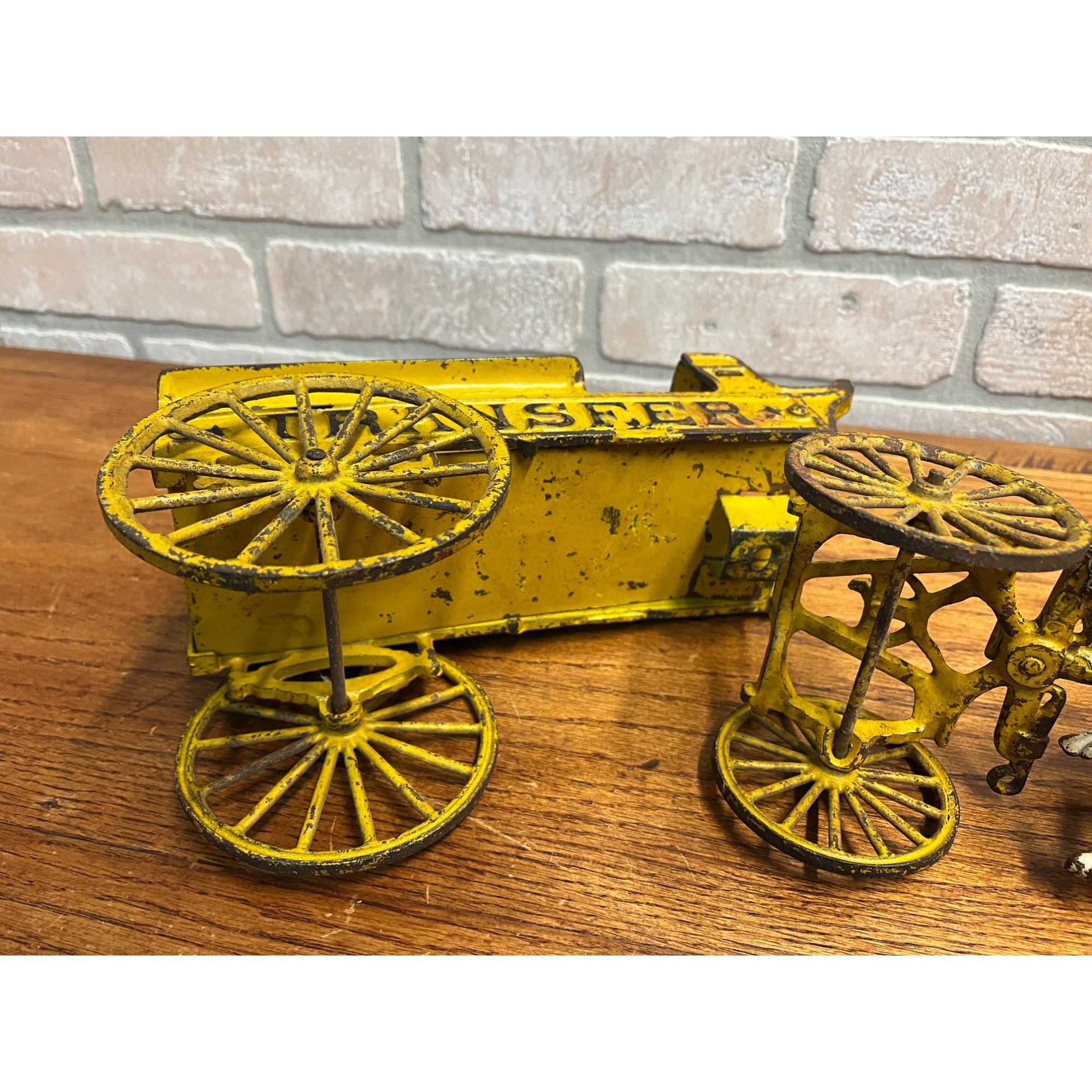 Original 1895 Dent Arcade Cast Iron Toy Horse-Drawn Transfer Freight Wagon 17"