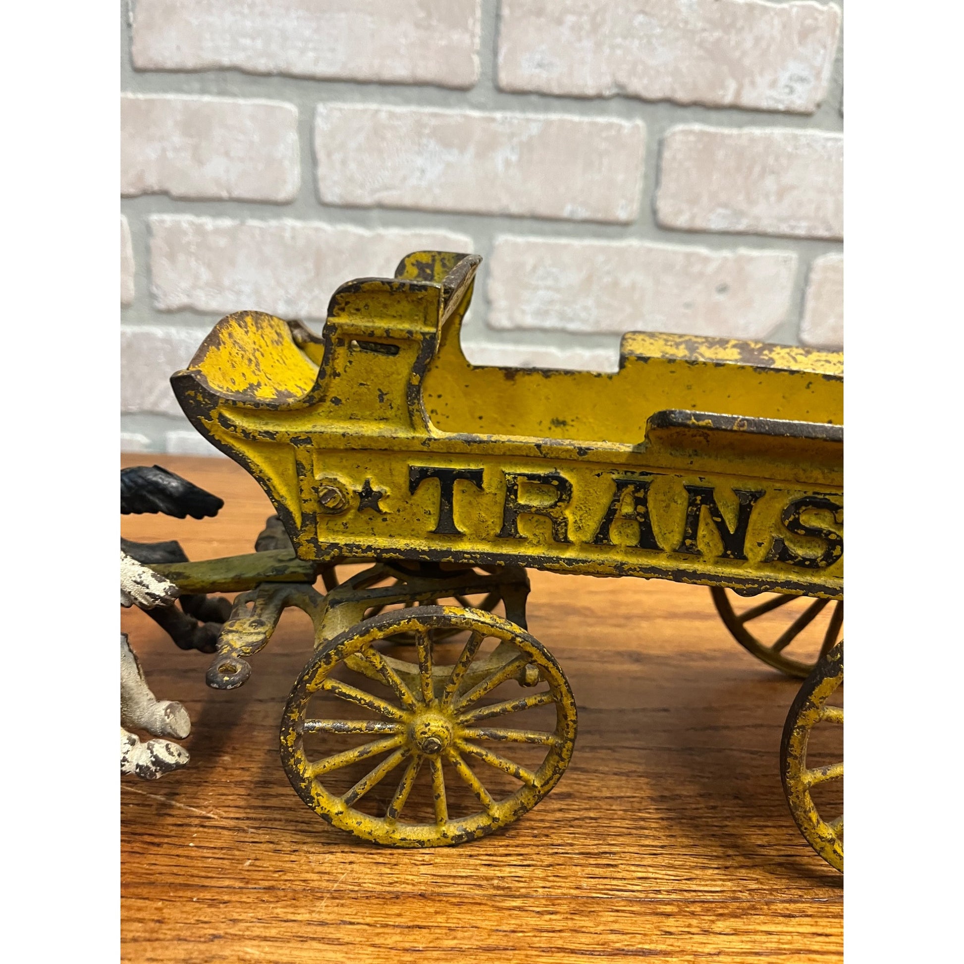 Original 1895 Dent Arcade Cast Iron Toy Horse-Drawn Transfer Freight Wagon 17"