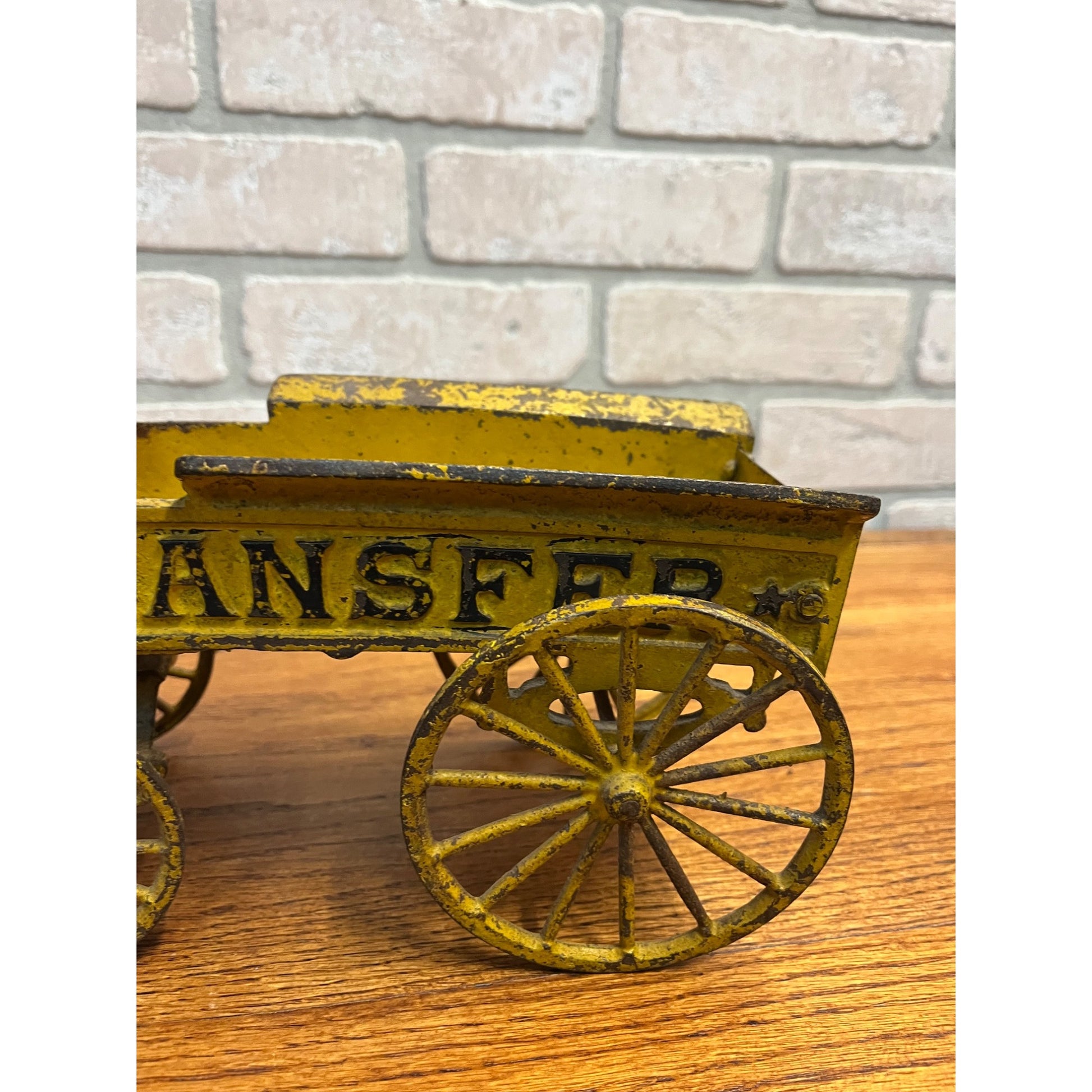 Original 1895 Dent Arcade Cast Iron Toy Horse-Drawn Transfer Freight Wagon 17"