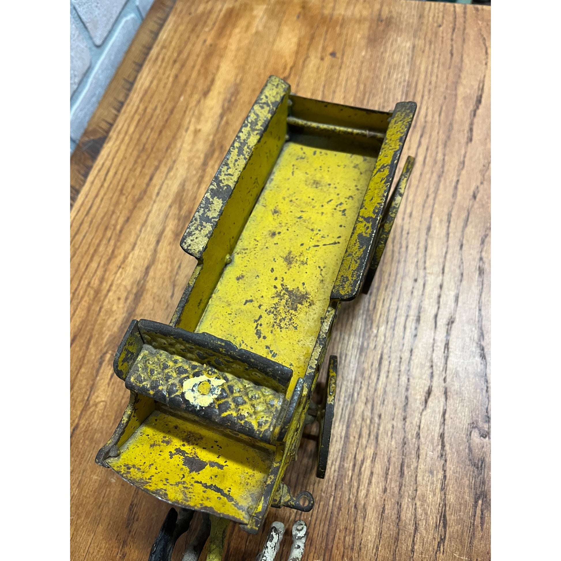 Original 1895 Dent Arcade Cast Iron Toy Horse-Drawn Transfer Freight Wagon 17"