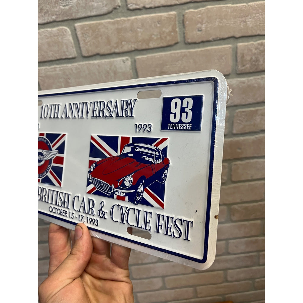 Vintage 10th Memphis British Car Cycle Fest Sports Car Club Metal License Plate