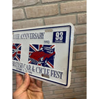 Vintage 10th Memphis British Car Cycle Fest Sports Car Club Metal License Plate