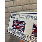 Vintage 10th Memphis British Car Cycle Fest Sports Car Club Metal License Plate