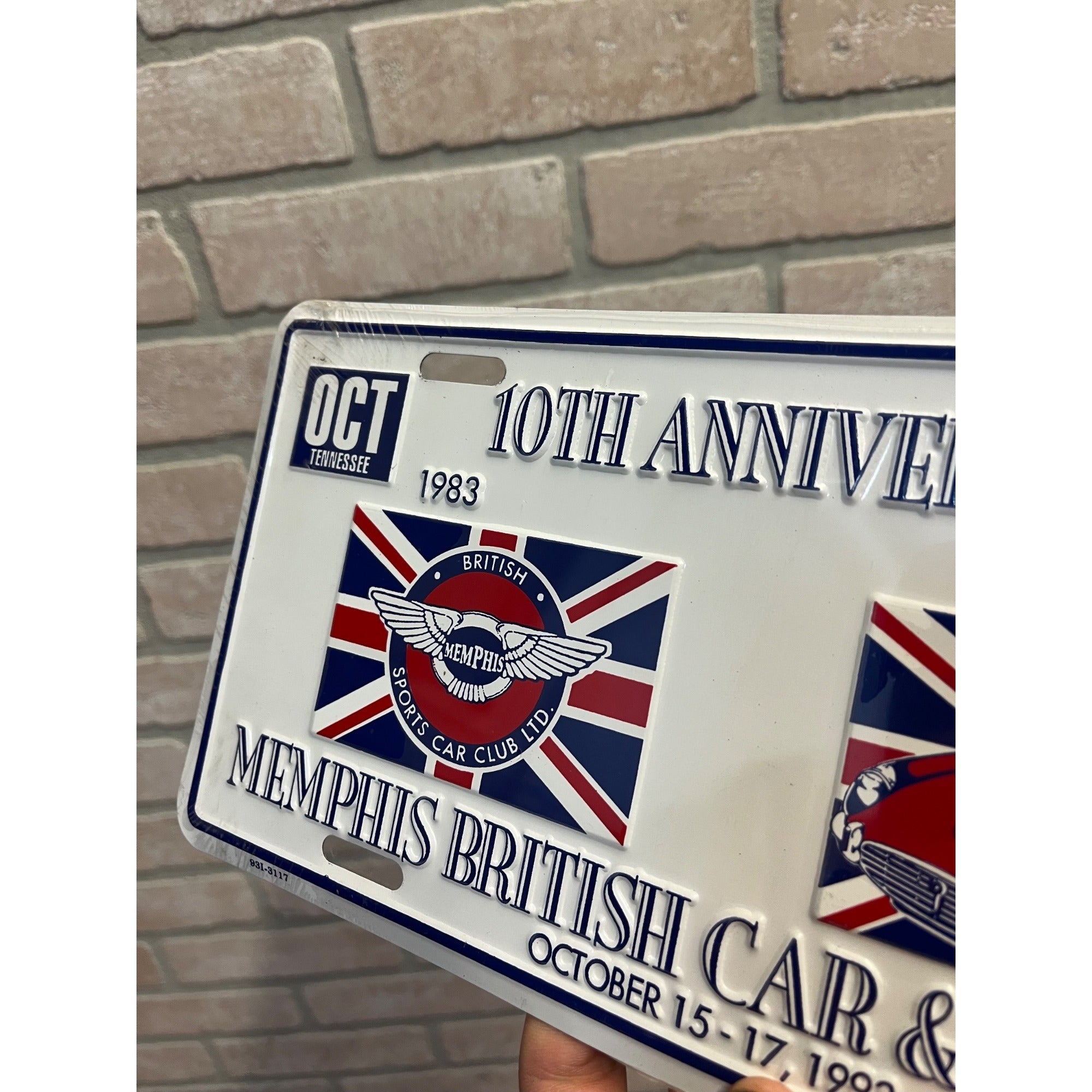 Vintage 10th Memphis British Car Cycle Fest Sports Car Club Metal License Plate
