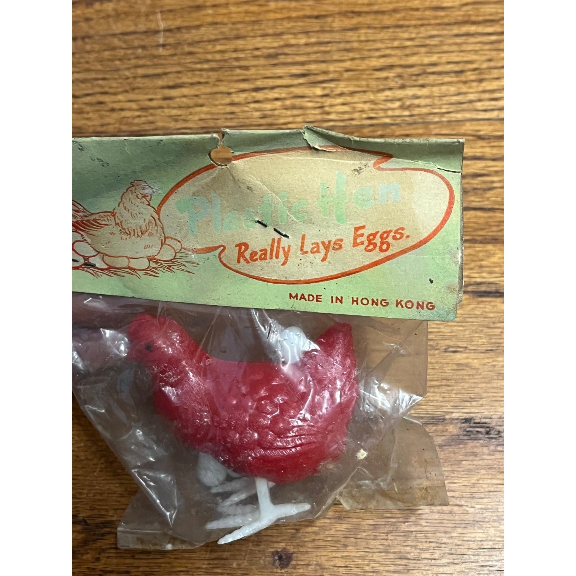 Vintage 1950s Egg Laying Chicken Hen Plastic Novelty Toy Hong Kong NOS NEW