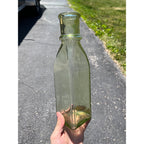 Antique 1880s Cathedral Pickle Bottle Yellow Green Glass Hand Blown Applied Lip
