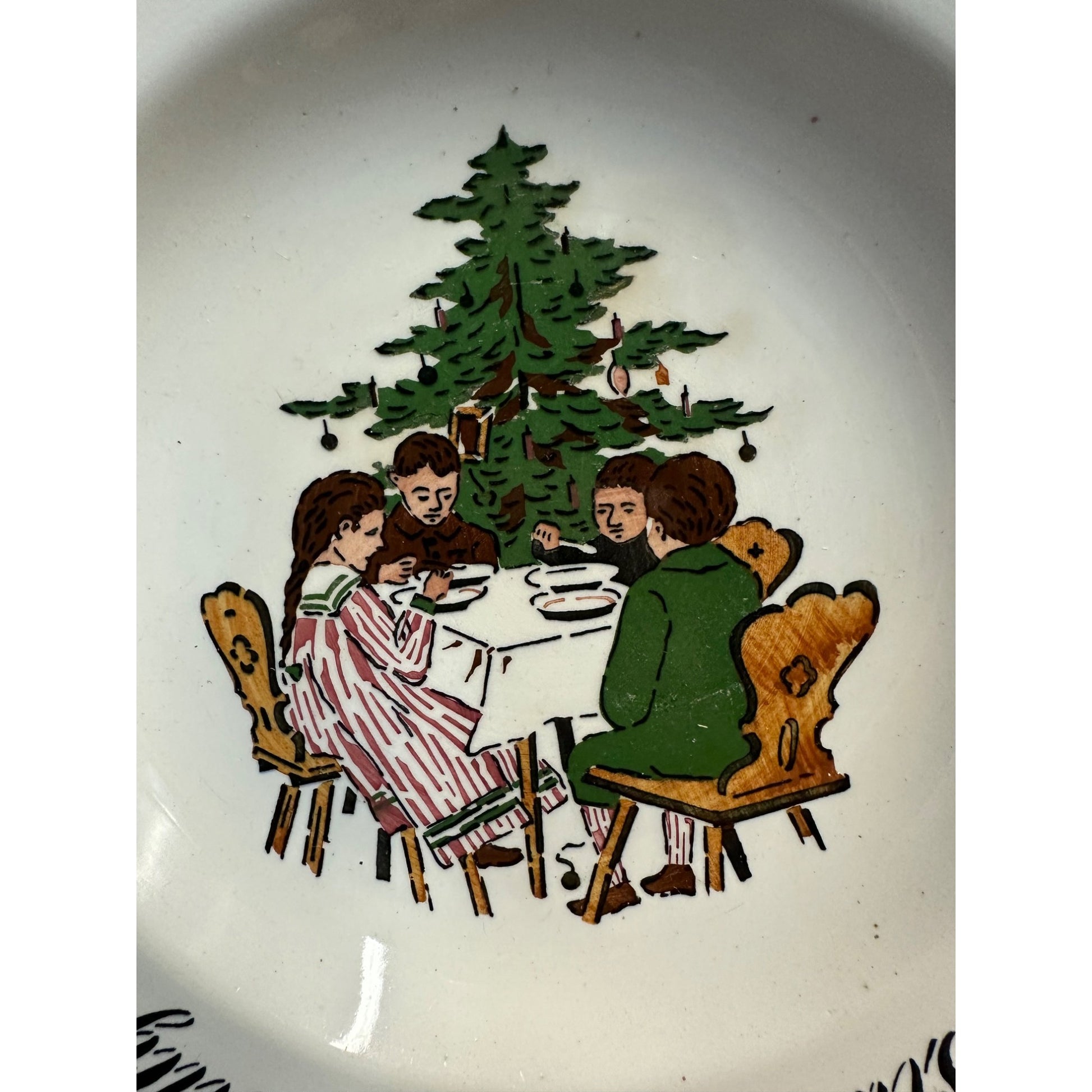 Vintage 1900s Christmas Porridge Bowl China Swedish Child's Dish