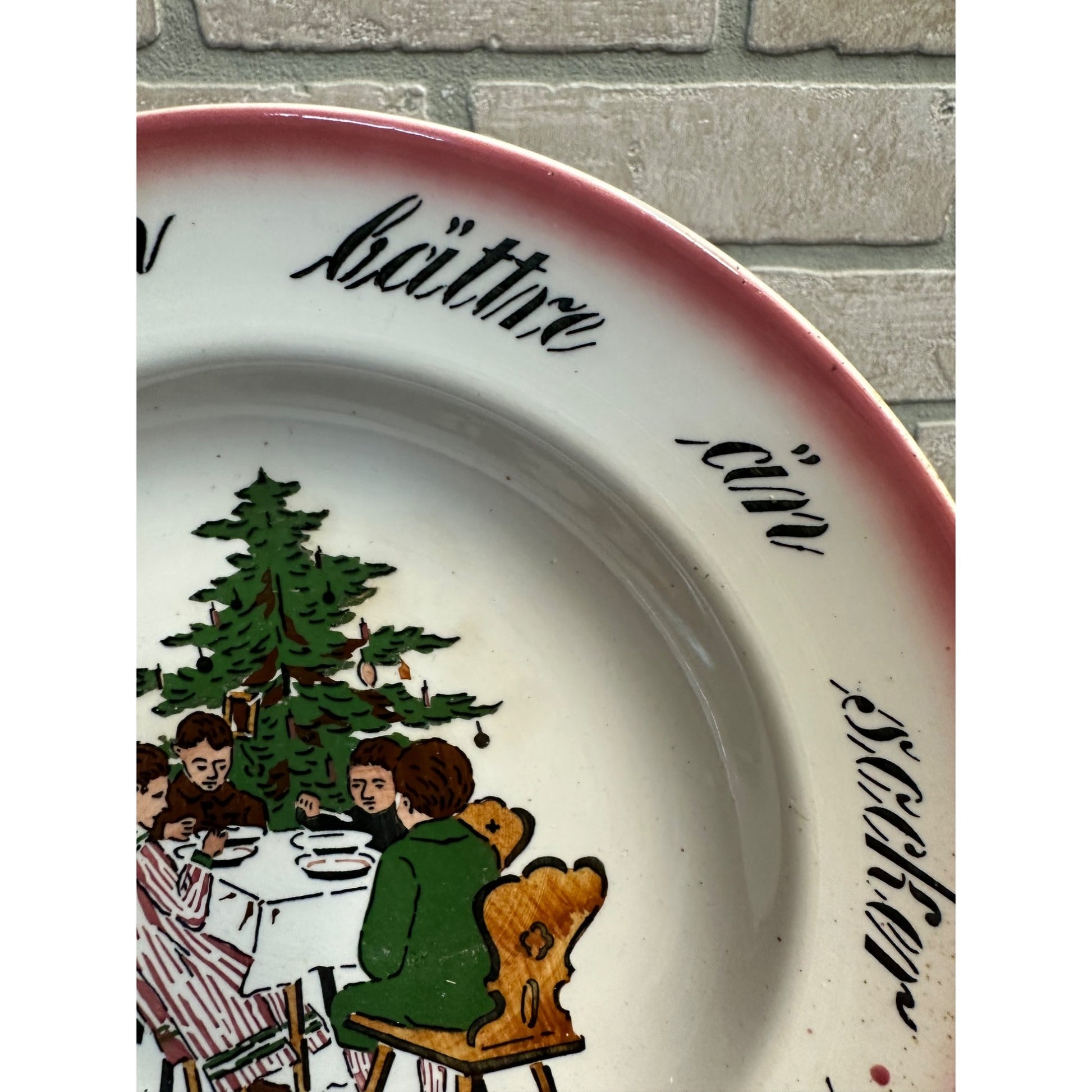 Vintage 1900s Christmas Porridge Bowl China Swedish Child's Dish