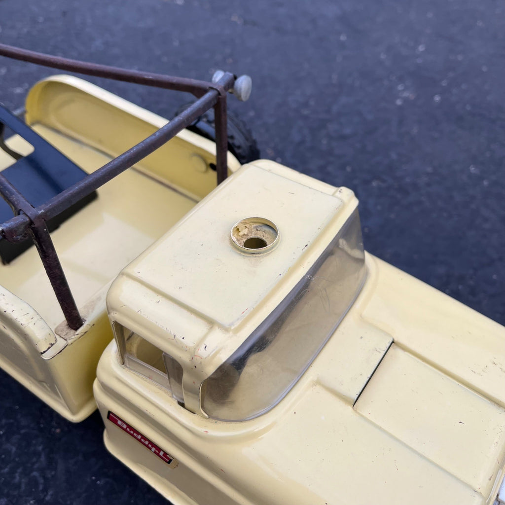 Vintage Buddy L Tow Wrecker Truck Yellow Pressed Steel Toy