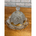Antique EAPG Duncan & Sons Scalloped Six Point & Gold Domed Butter Dish No. 30