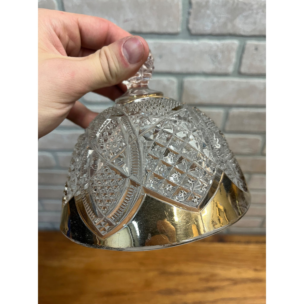 Antique EAPG Duncan & Sons Scalloped Six Point & Gold Domed Butter Dish No. 30