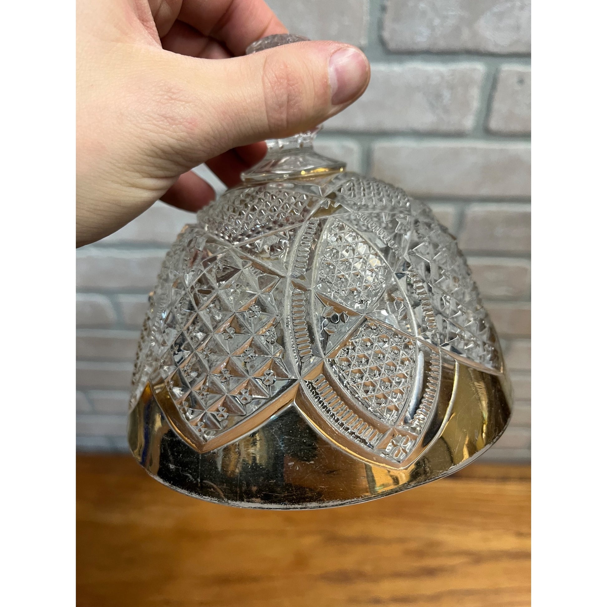 Antique EAPG Duncan & Sons Scalloped Six Point & Gold Domed Butter Dish No. 30