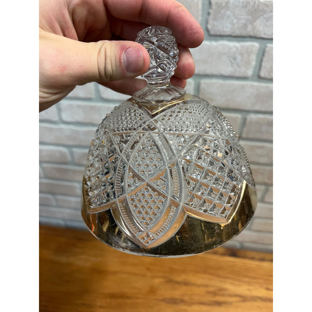 Antique EAPG Duncan & Sons Scalloped Six Point & Gold Domed Butter Dish No. 30