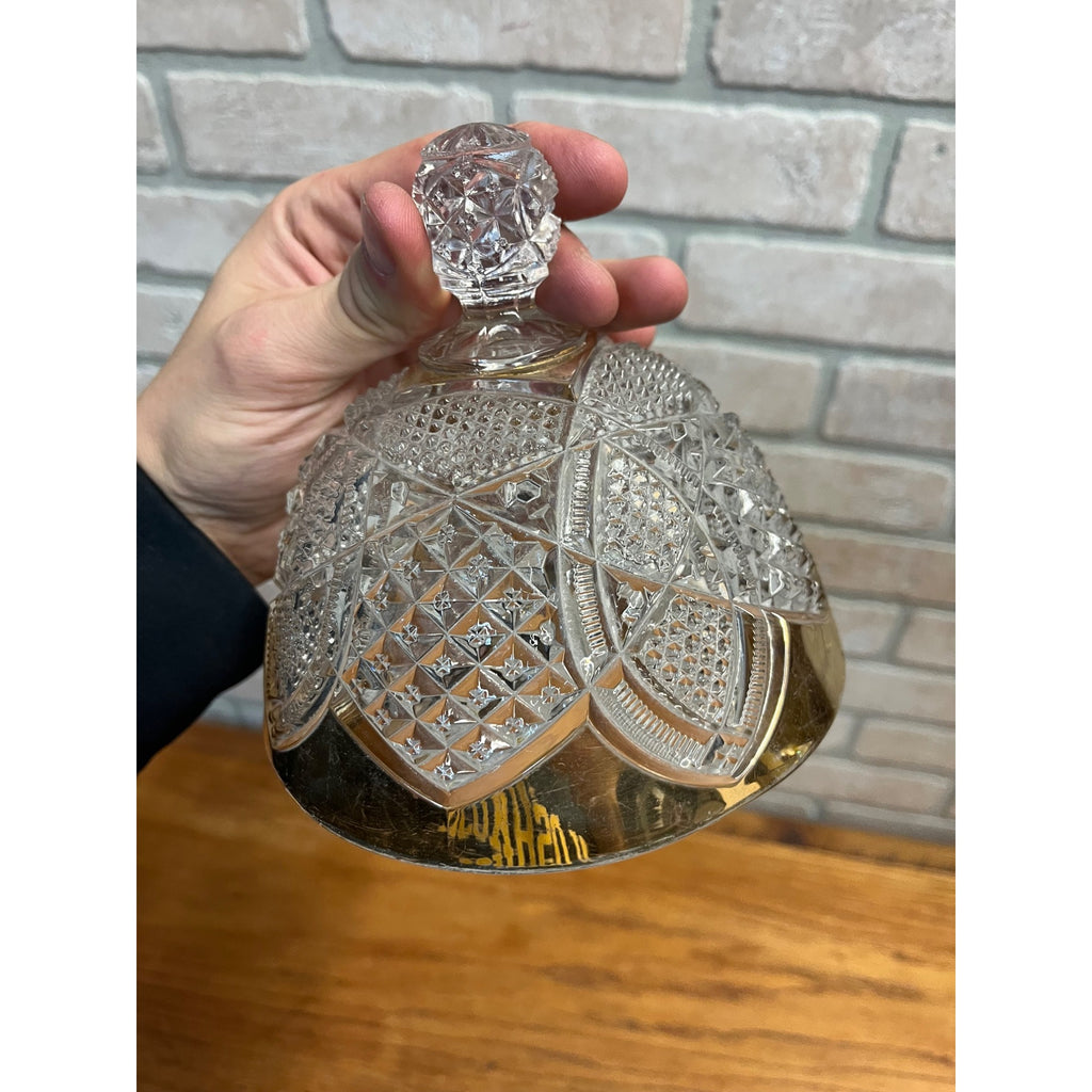 Antique EAPG Duncan & Sons Scalloped Six Point & Gold Domed Butter Dish No. 30