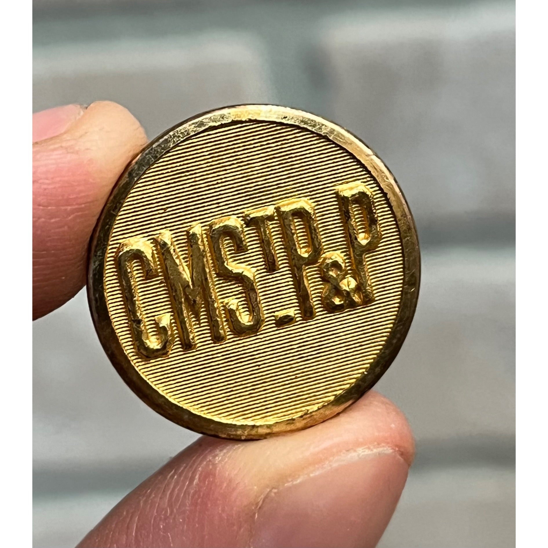 Vintage Chicago, Milwaukee, St. Paul & Pacific Railroad Conductors Jacket Button