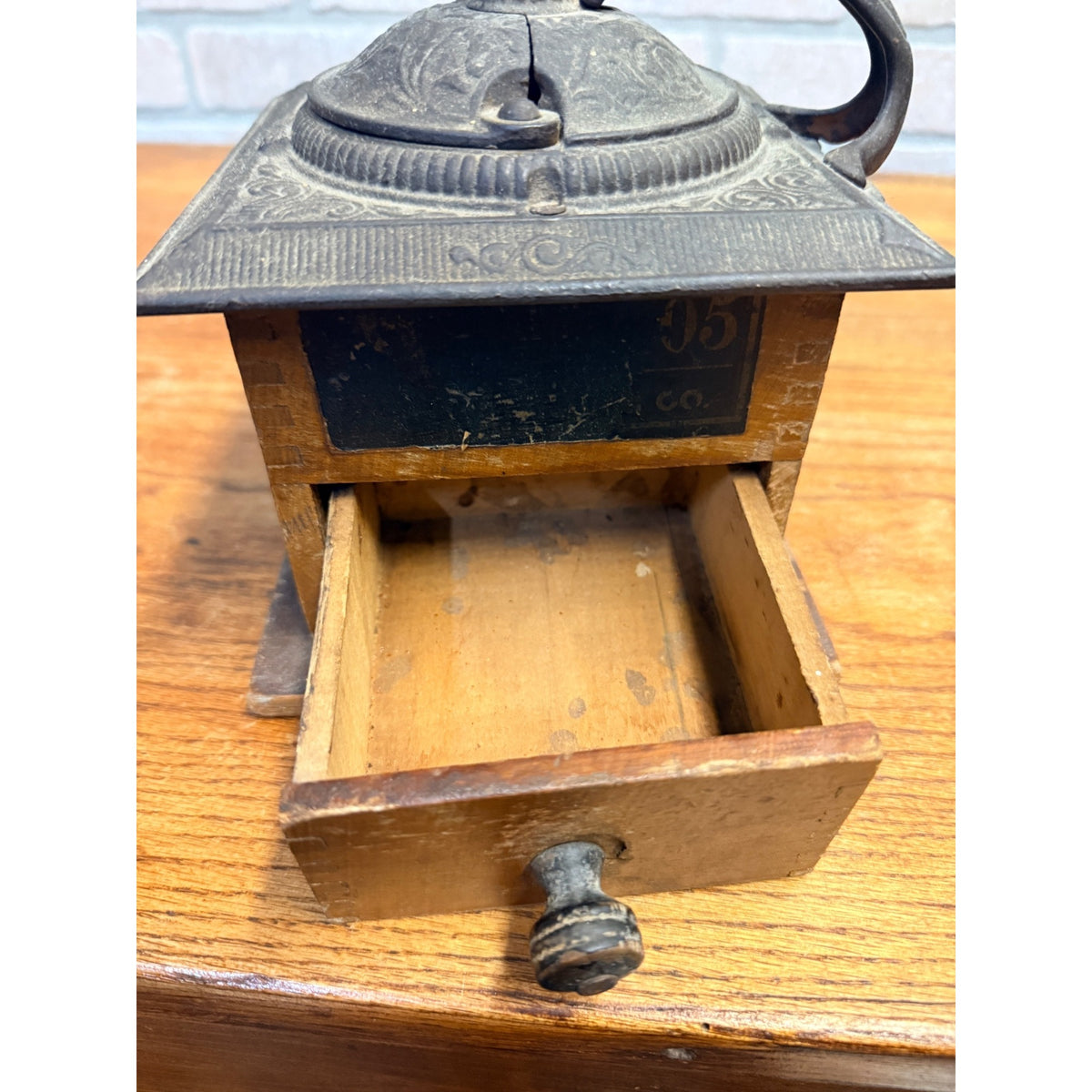 Antique Arcade Imperial Mill No. 705 Coffee Grinder Cast Iron Wood Hand Crank