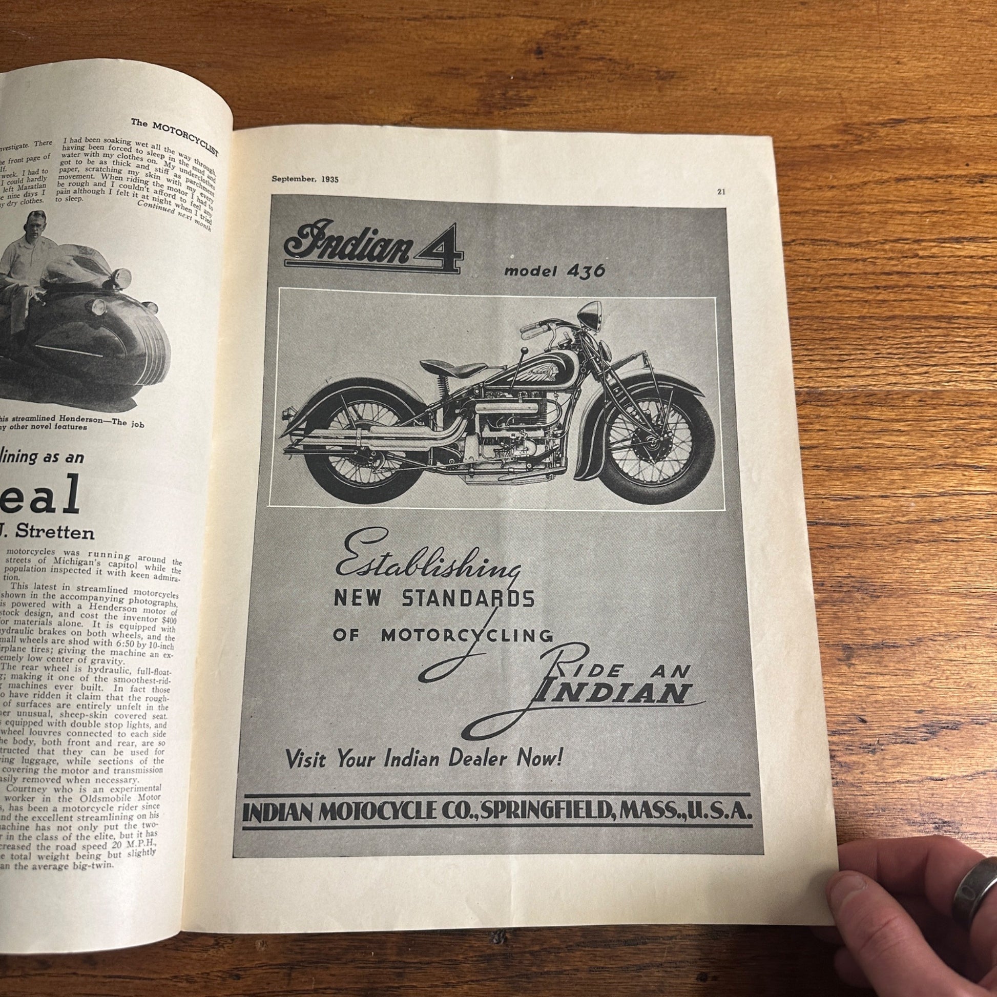 Vintage Motorcyclist Magazine September 1935 Hillclimber Brownie Harley Indian