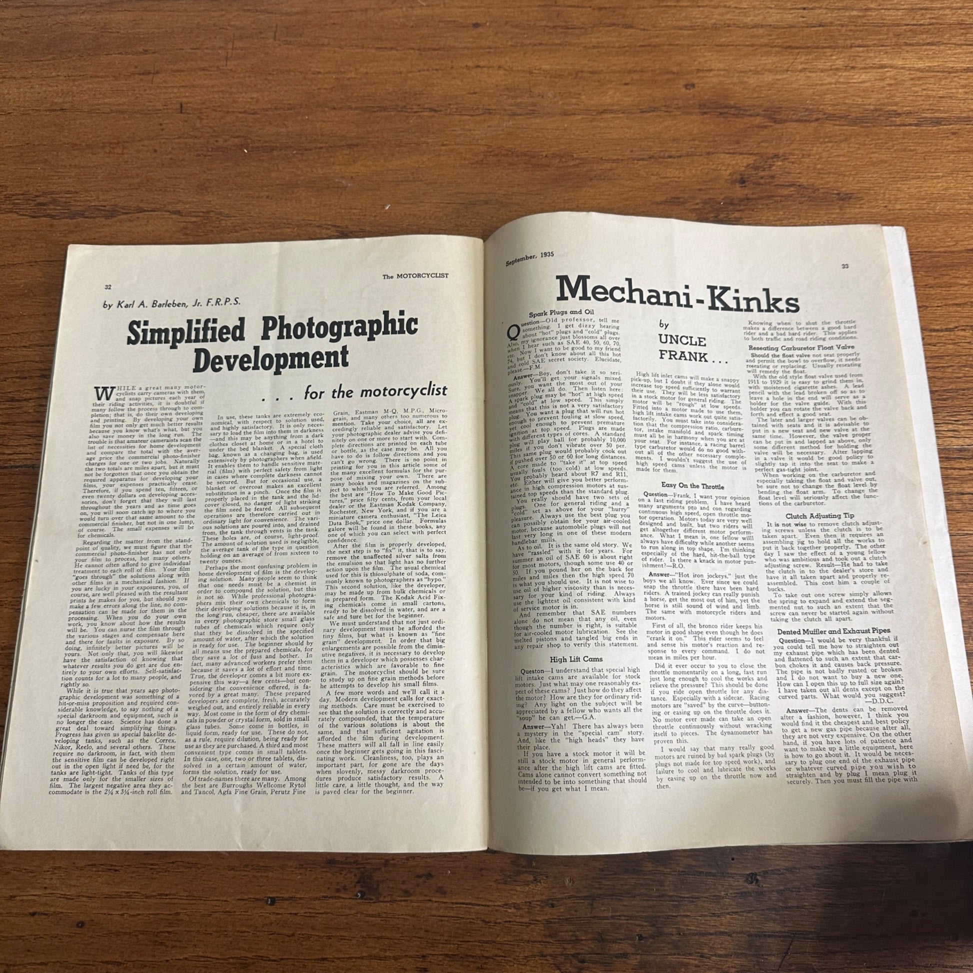 Vintage Motorcyclist Magazine September 1935 Hillclimber Brownie Harley Indian