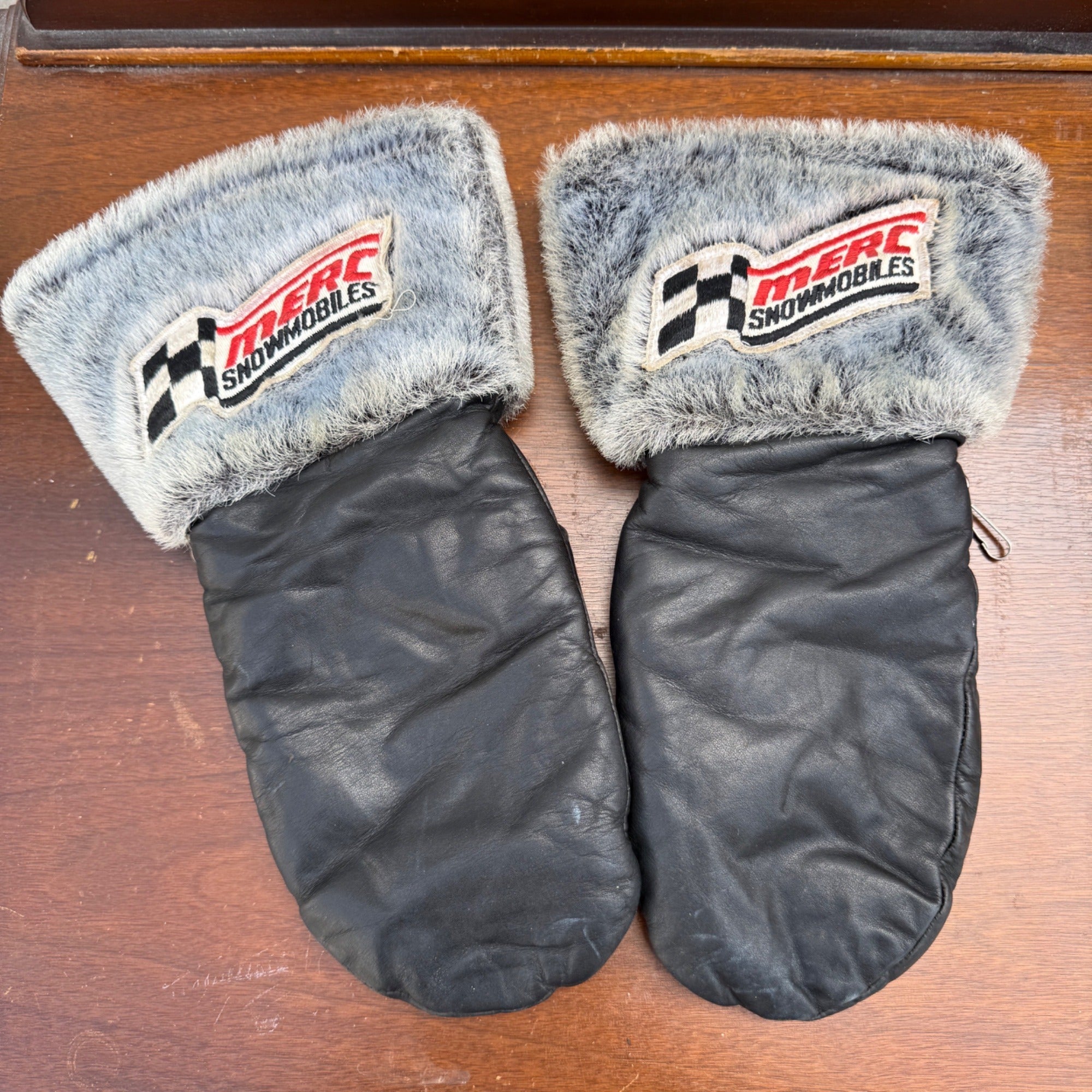 Vintage Mercury Merc Snowmobile Racing Leather Mittens Gloves Advertising