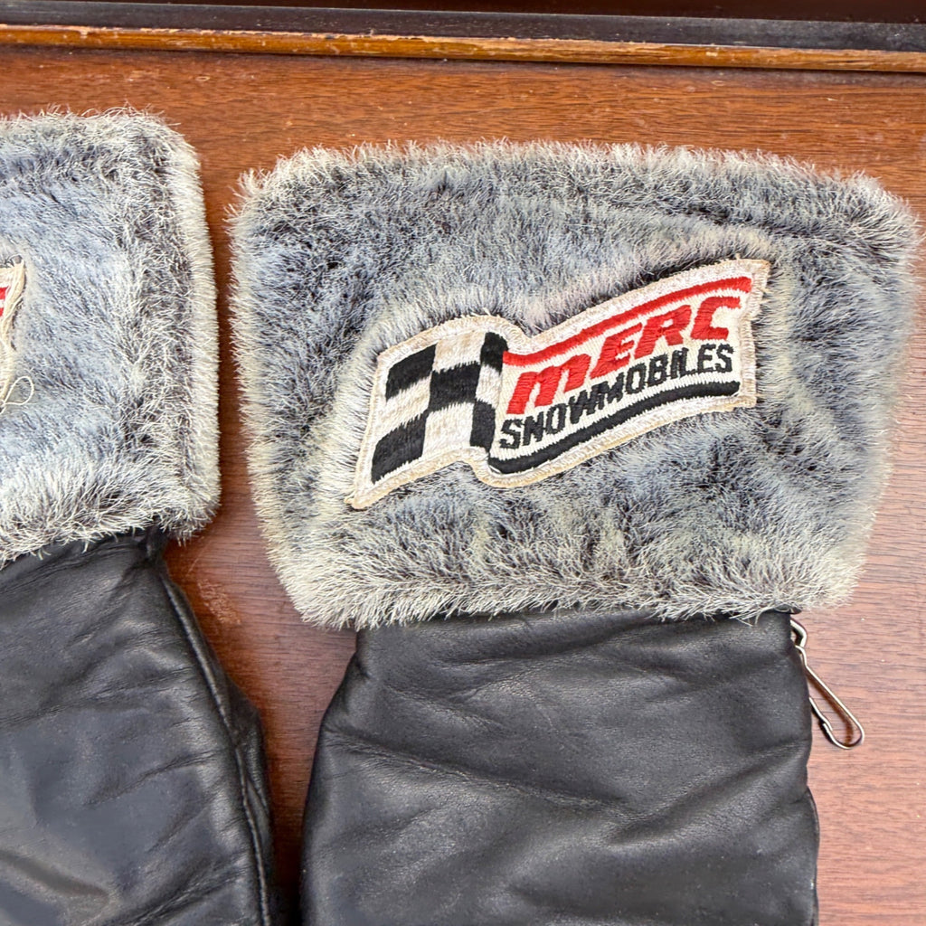 Vintage Mercury Merc Snowmobile Racing Leather Mittens Gloves Advertising
