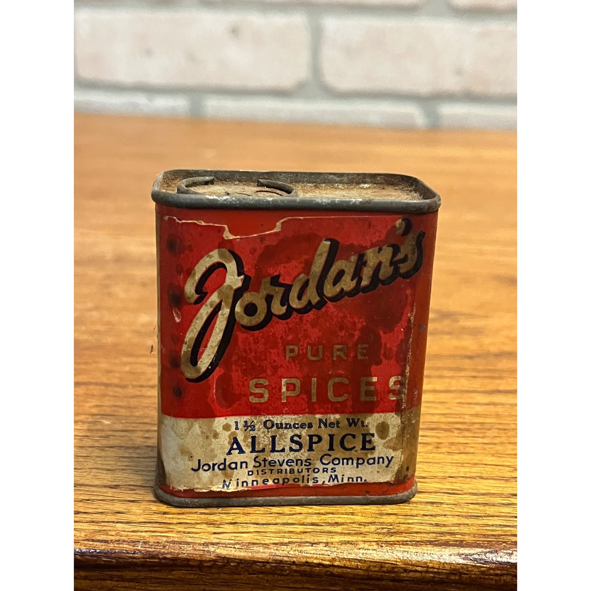 Vintage Jordan's Pure Spice Allspice Tin - Jordan Stevens Co. - Minneapolis MN