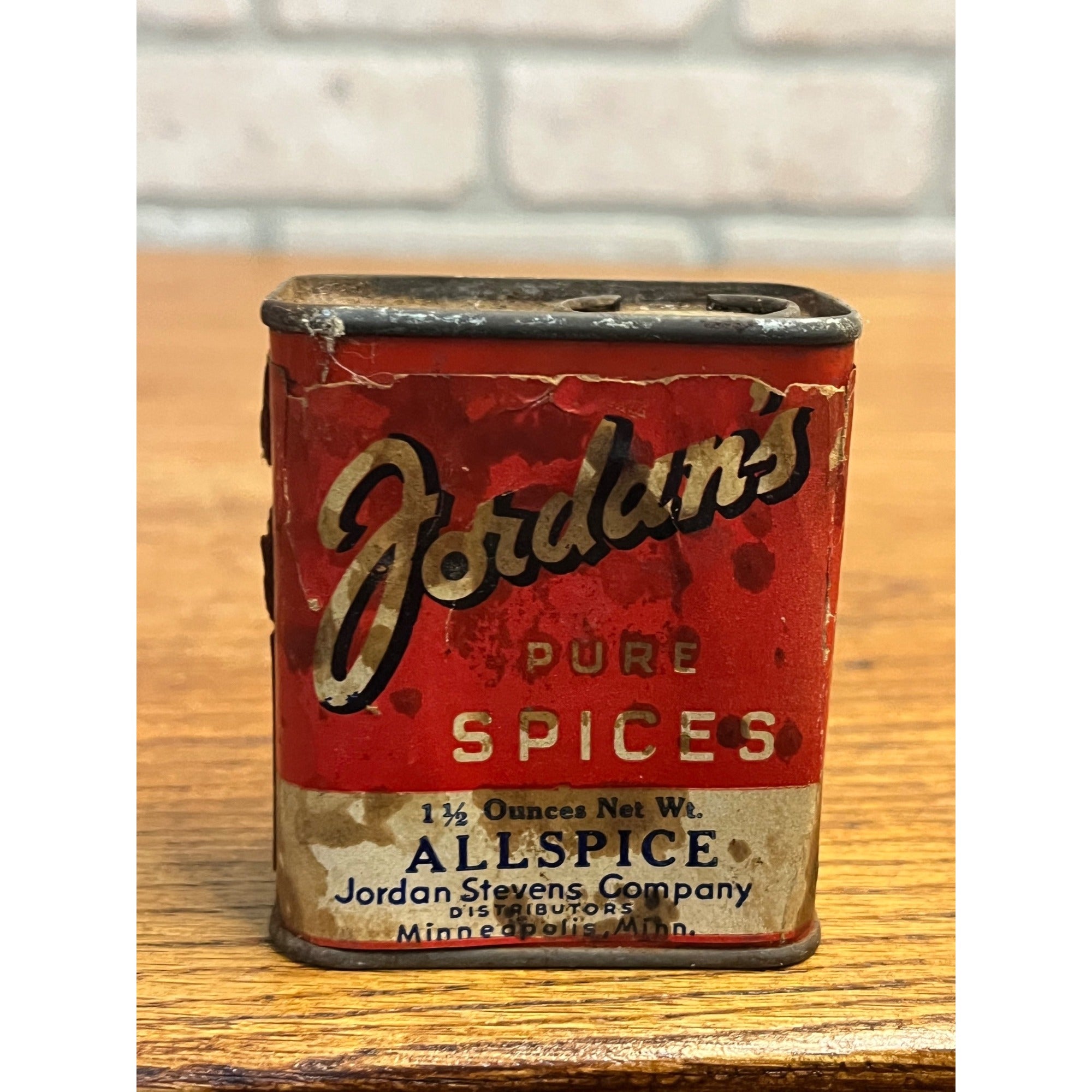 Vintage Jordan's Pure Spice Allspice Tin - Jordan Stevens Co. - Minneapolis MN