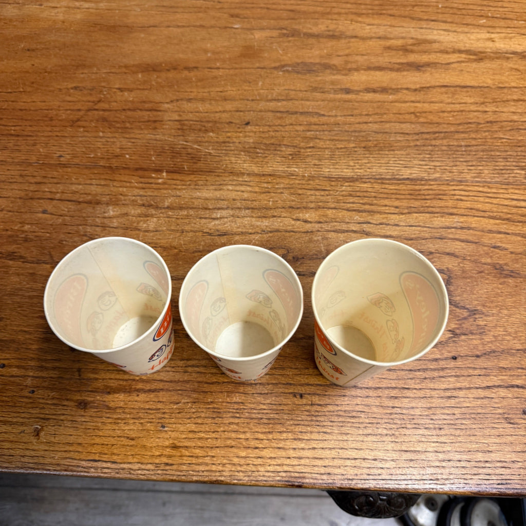 (3) Bireleys Drink Soda Wax Paper Advertising Cups