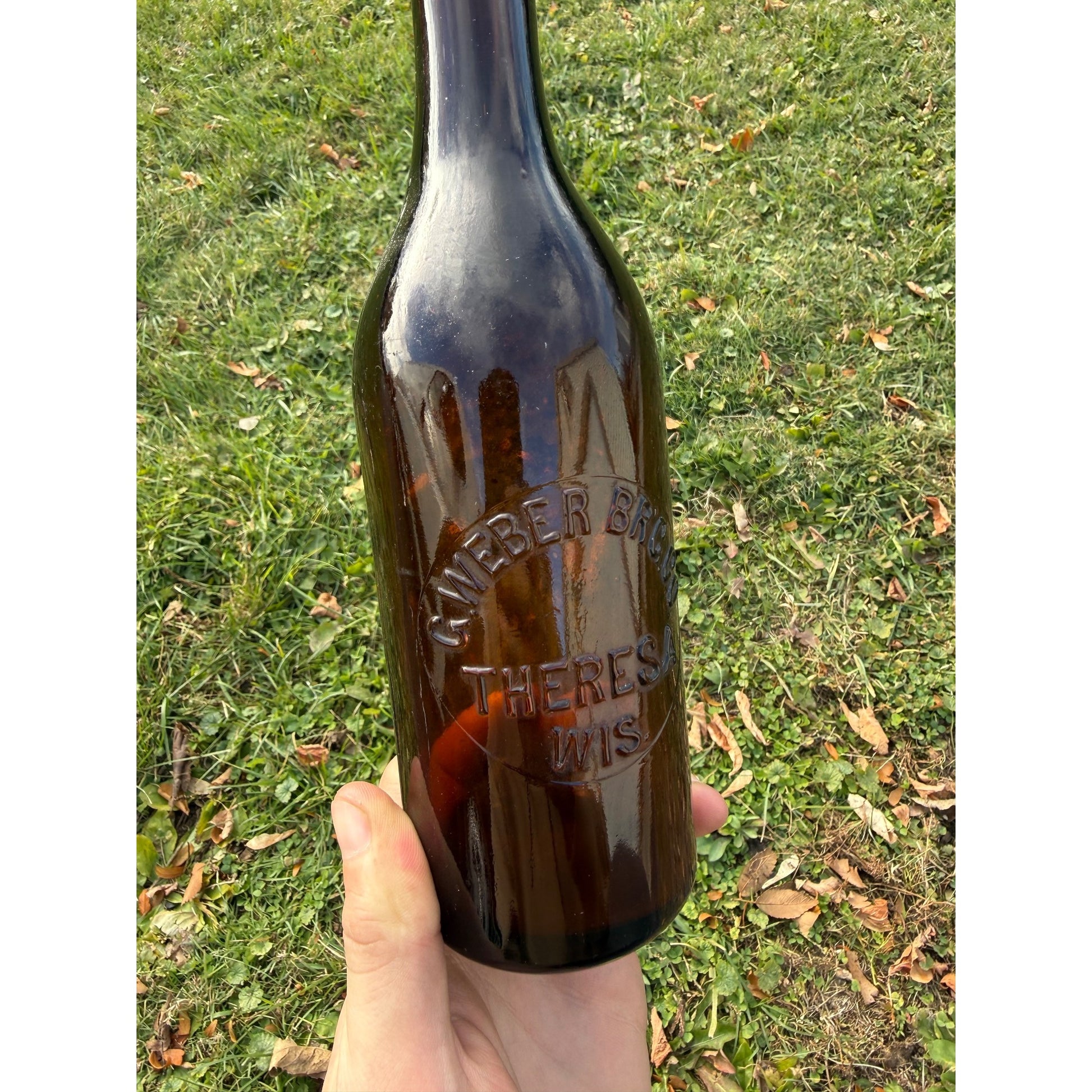 Vintage G. Weber Brewing Co. Pre-Prohibition Amber Beer Bottle Theresa Wis
