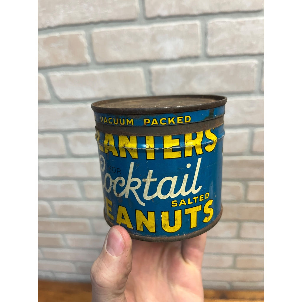 Vintage 1930s Planters 8oz Cocktail Salted Peanuts Tin Can With Lid Empty