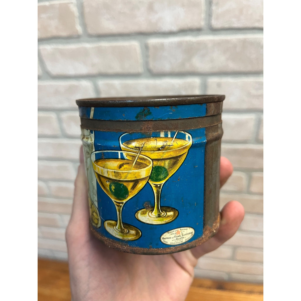Vintage 1930s Planters 8oz Cocktail Salted Peanuts Tin Can With Lid Empty