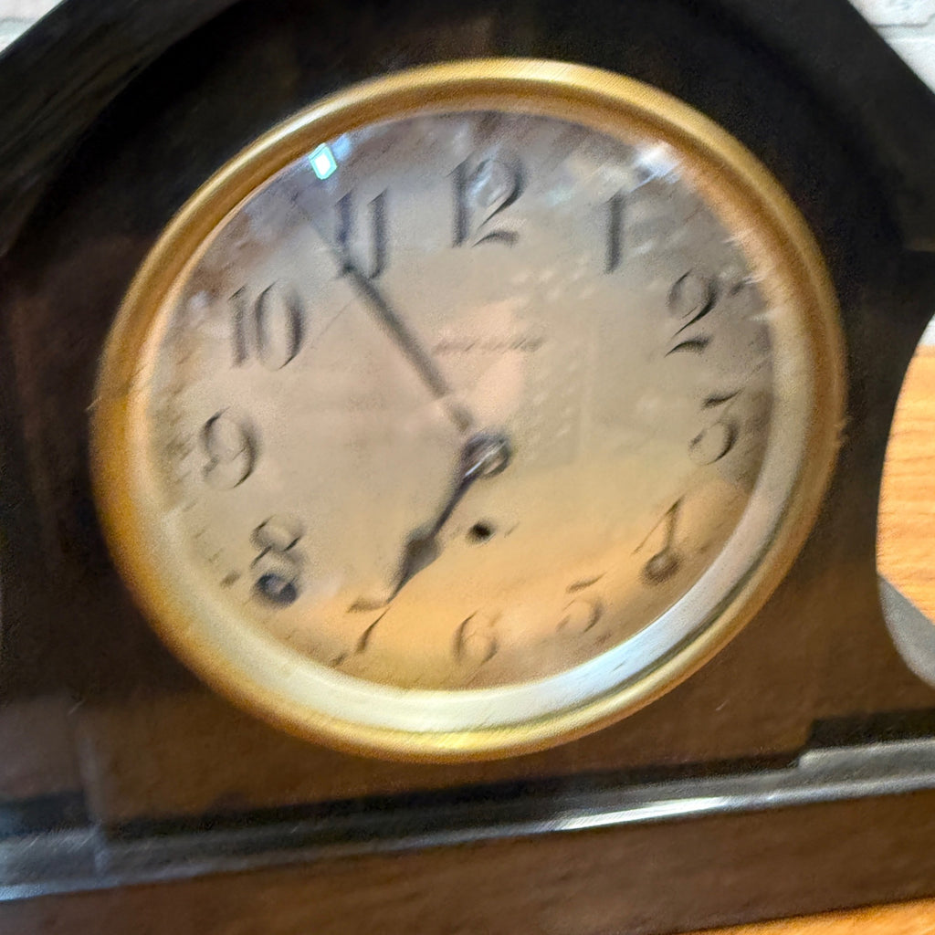 Vintage 1950s Seth Thomas Mantle Clock Faux Wood with Key