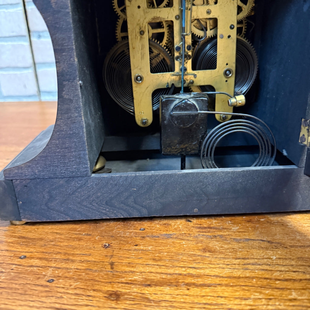 Vintage 1950s Seth Thomas Mantle Clock Faux Wood with Key
