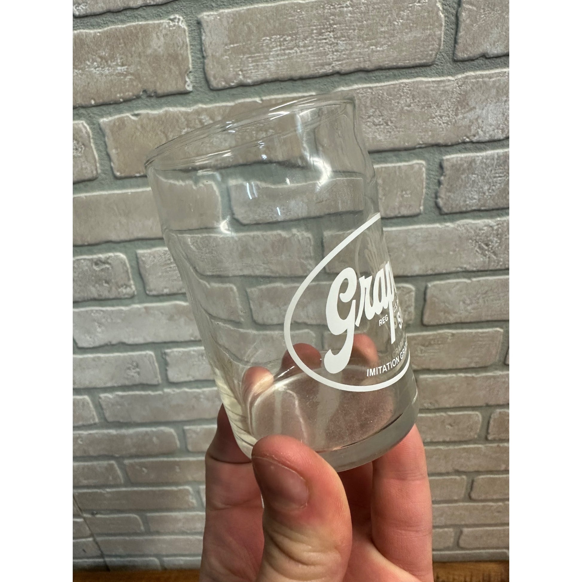 Vintage Grapette White ACL Soda Fountain Glass Drinking Cup