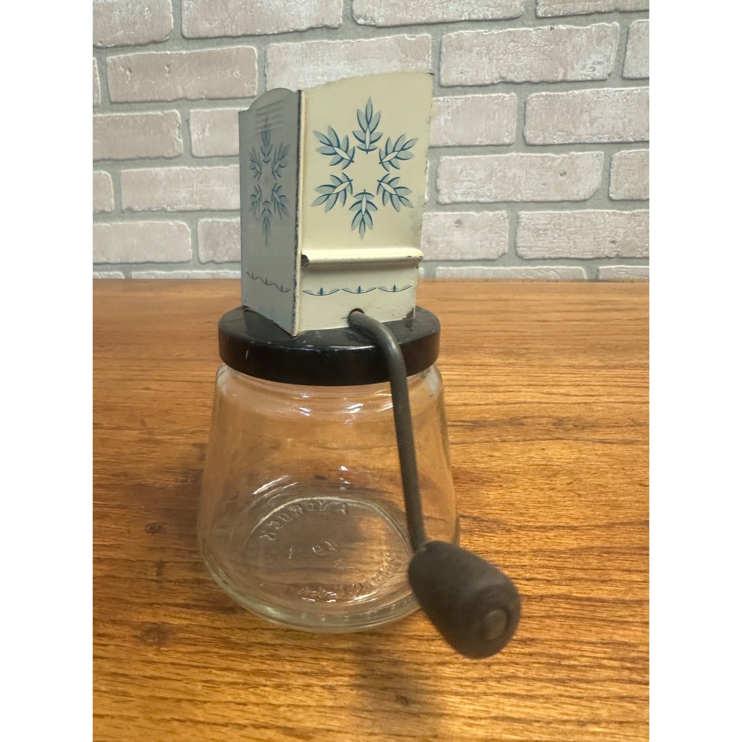 Vintage Androck Coffee Spice Nut Grinder #49 Blue Wheat Flower Antique Old