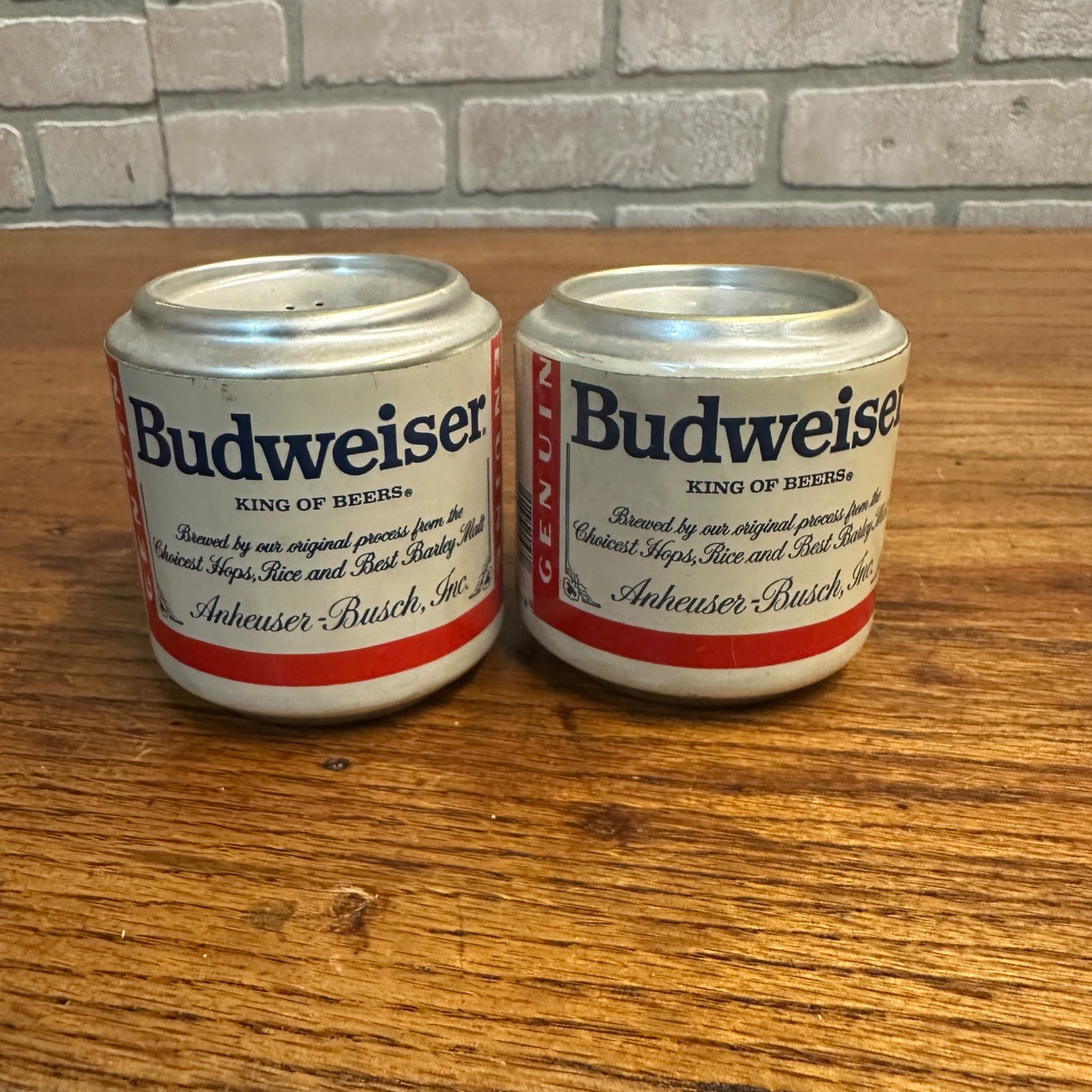 Vintage Budweiser Aluminum Can Salt and Pepper Shakers