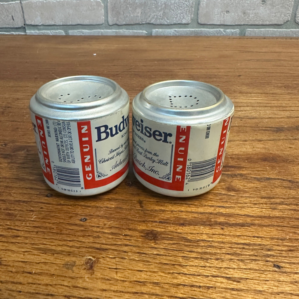 Vintage Budweiser Aluminum Can Salt and Pepper Shakers