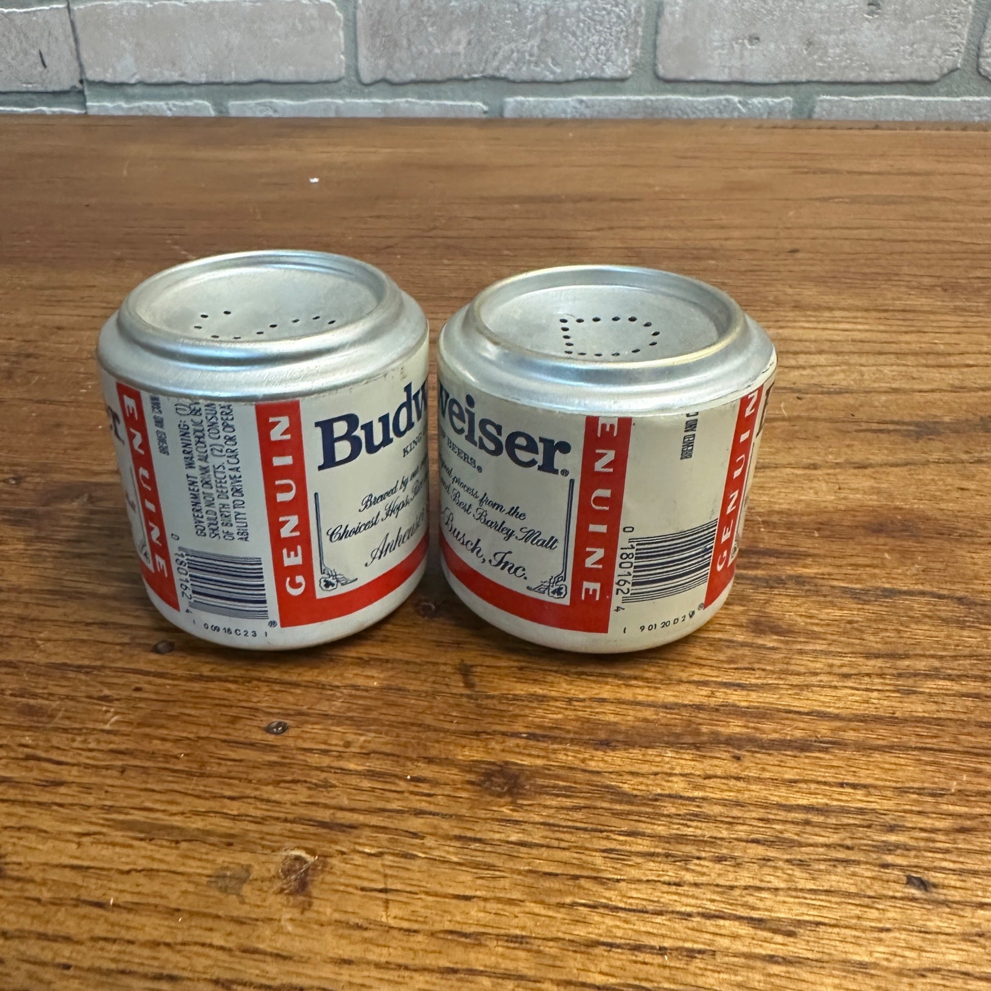 Vintage Budweiser Aluminum Can Salt and Pepper Shakers