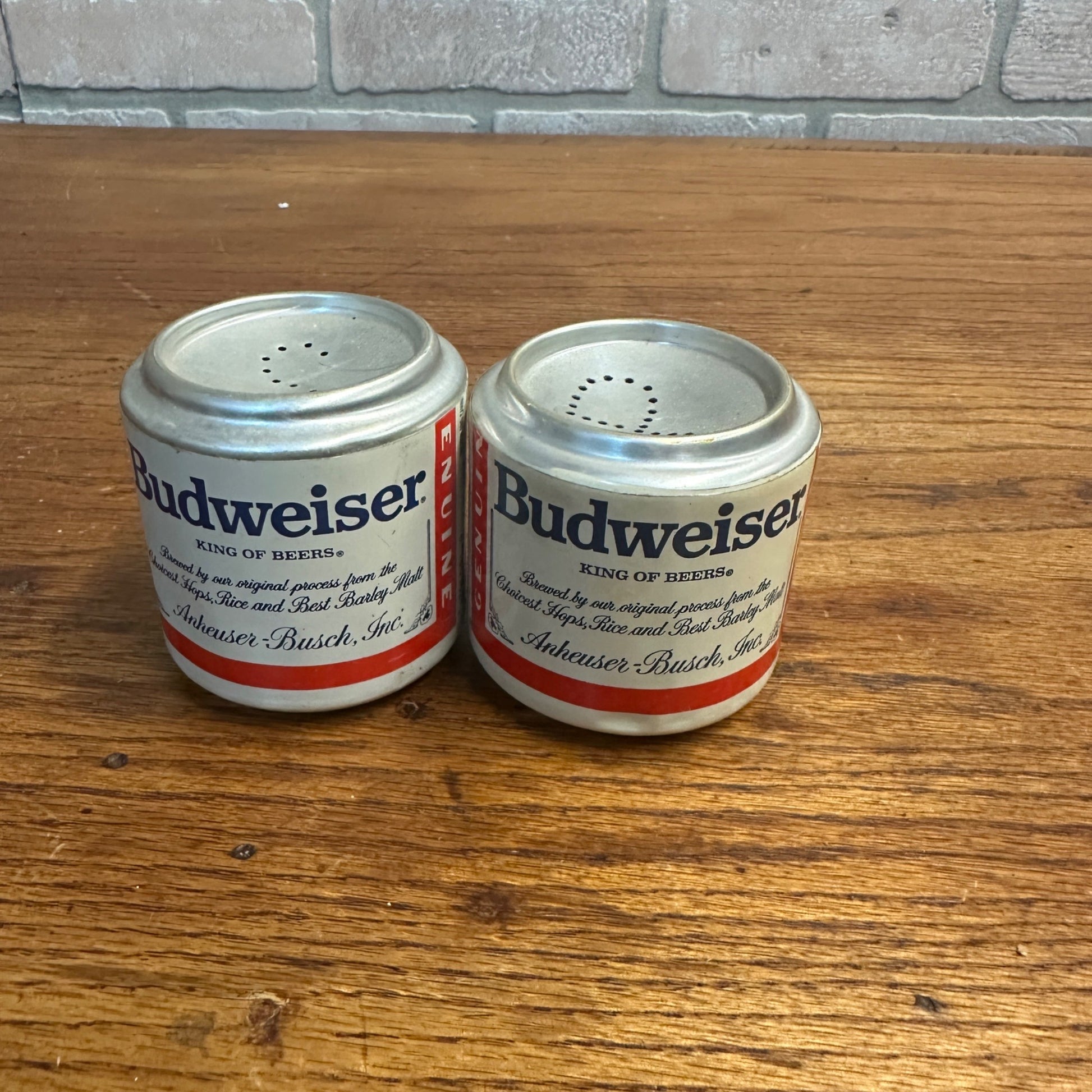 Vintage Budweiser Aluminum Can Salt and Pepper Shakers