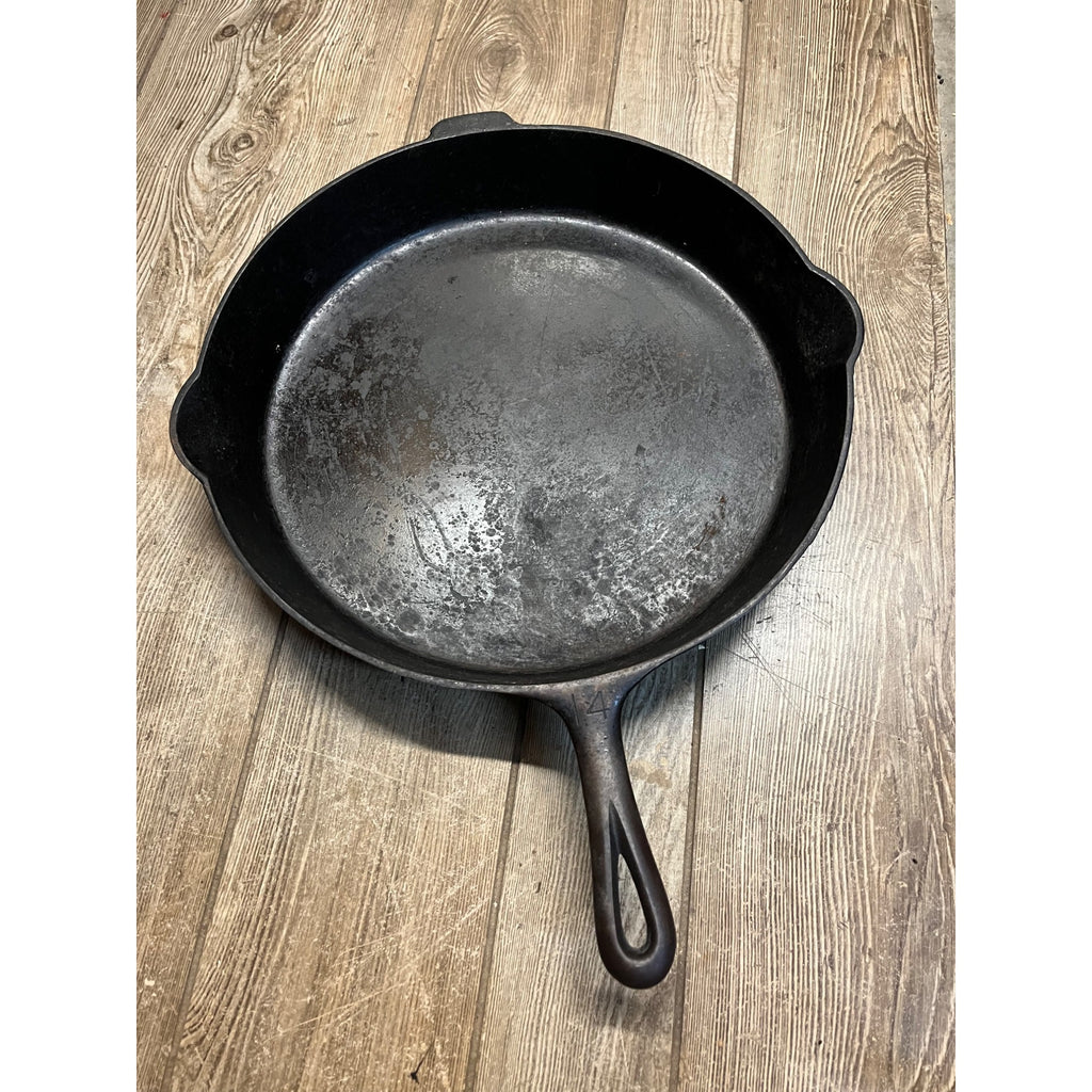 Griswold Cast Iron #14 718A Large Block Logo Skillet With Heat Ring