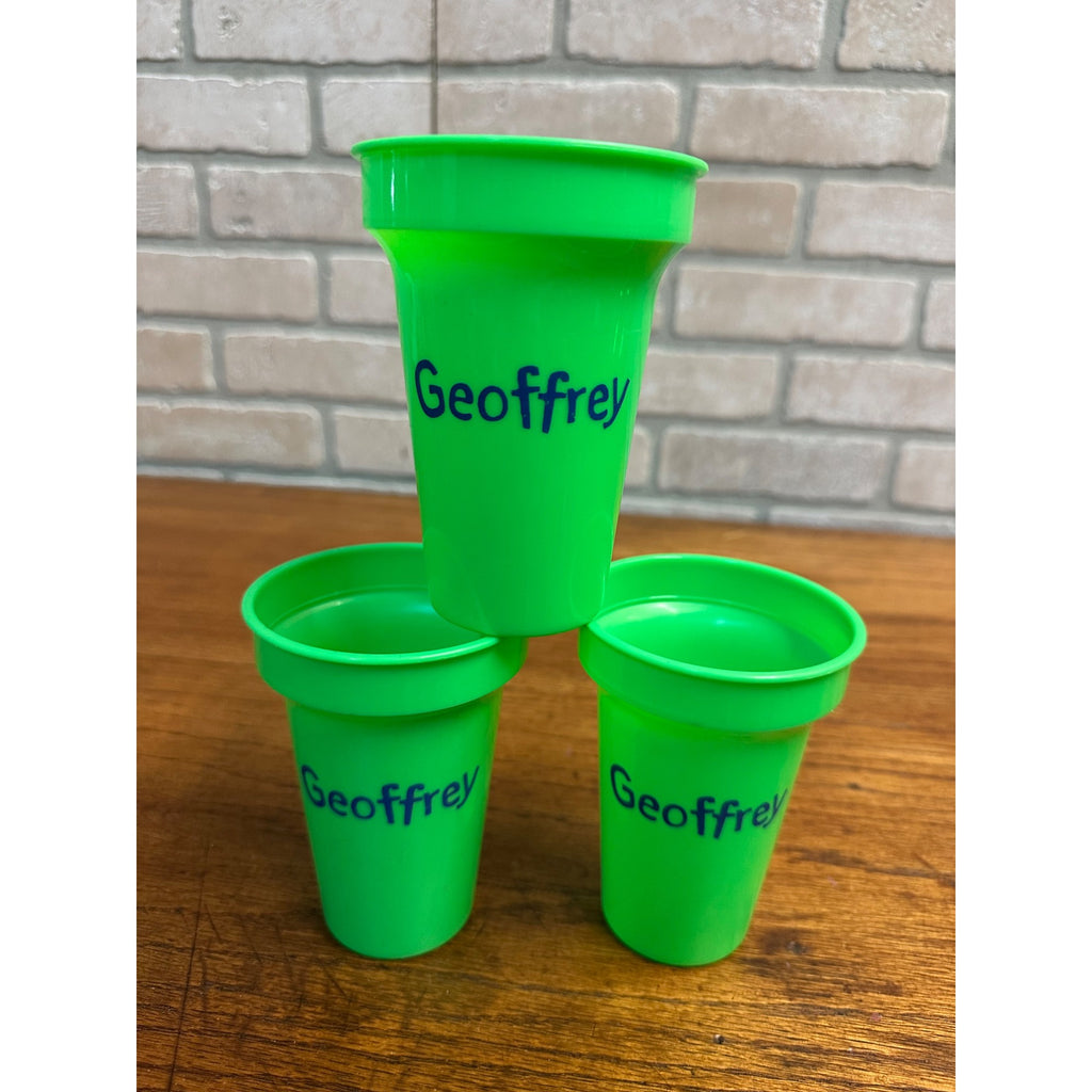 Toys R Us Cups Plastic Green Corporate Employee Gifts Geoffrey TRU New Lot of 3