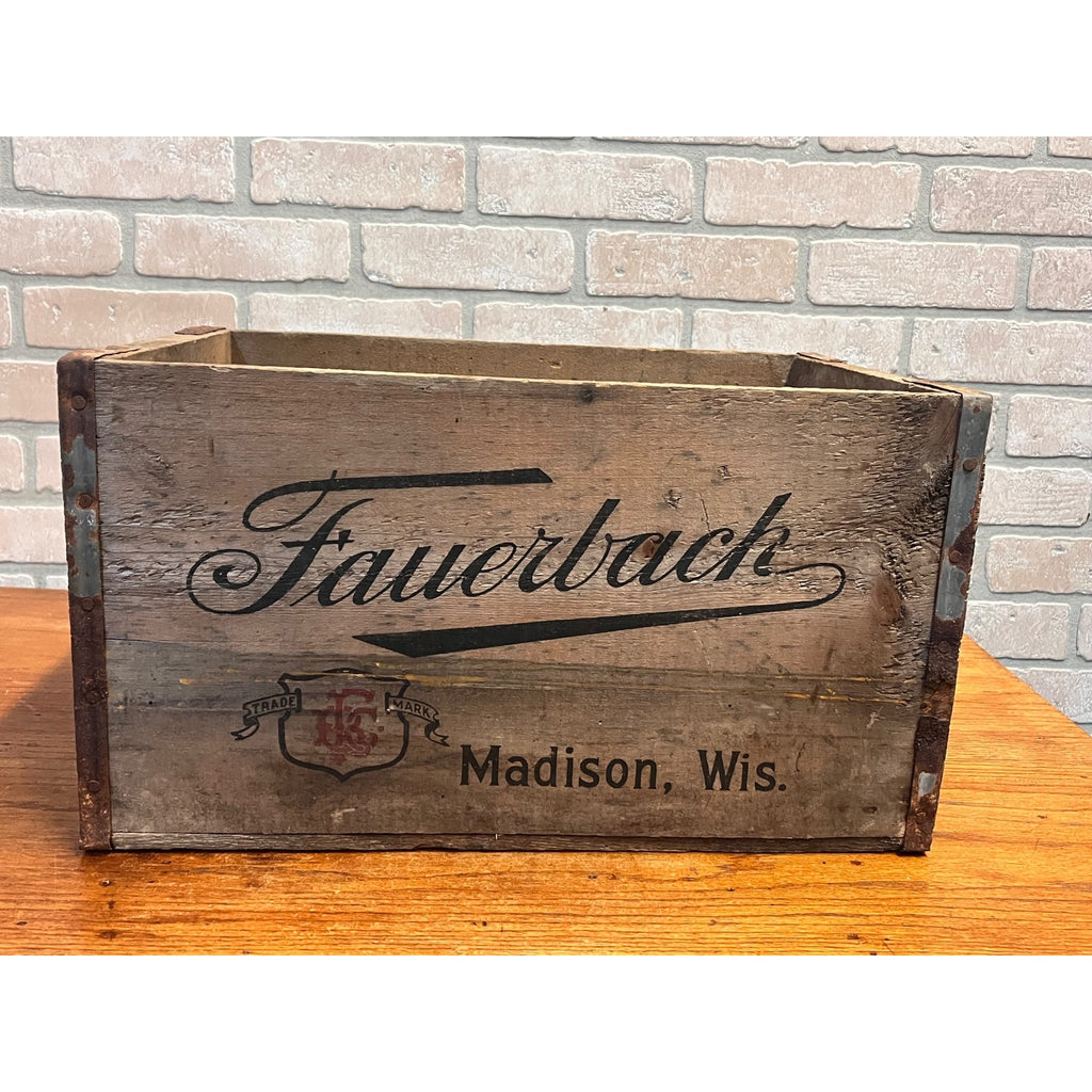 Vintage Fauerbach Beer Madison Wis Wooden Bottle Crate Case Wisconsin