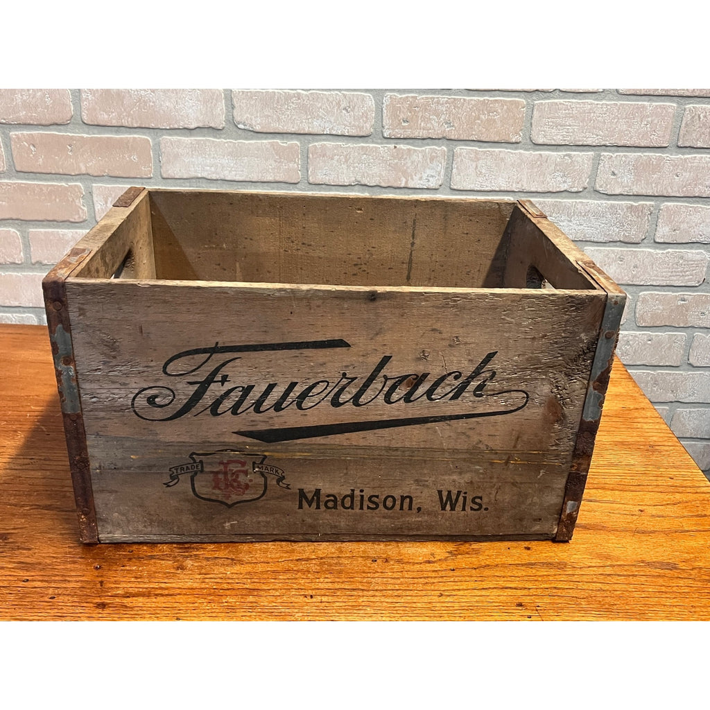 Vintage Fauerbach Beer Madison Wis Wooden Bottle Crate Case Wisconsin