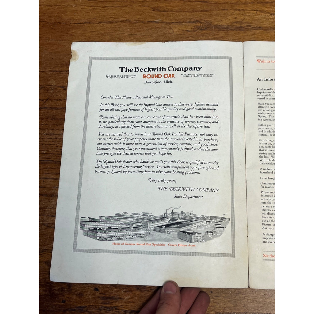Vintage Round Oak Ironbilt Furnace Advertising Sales Brochure Promo Stove & Range