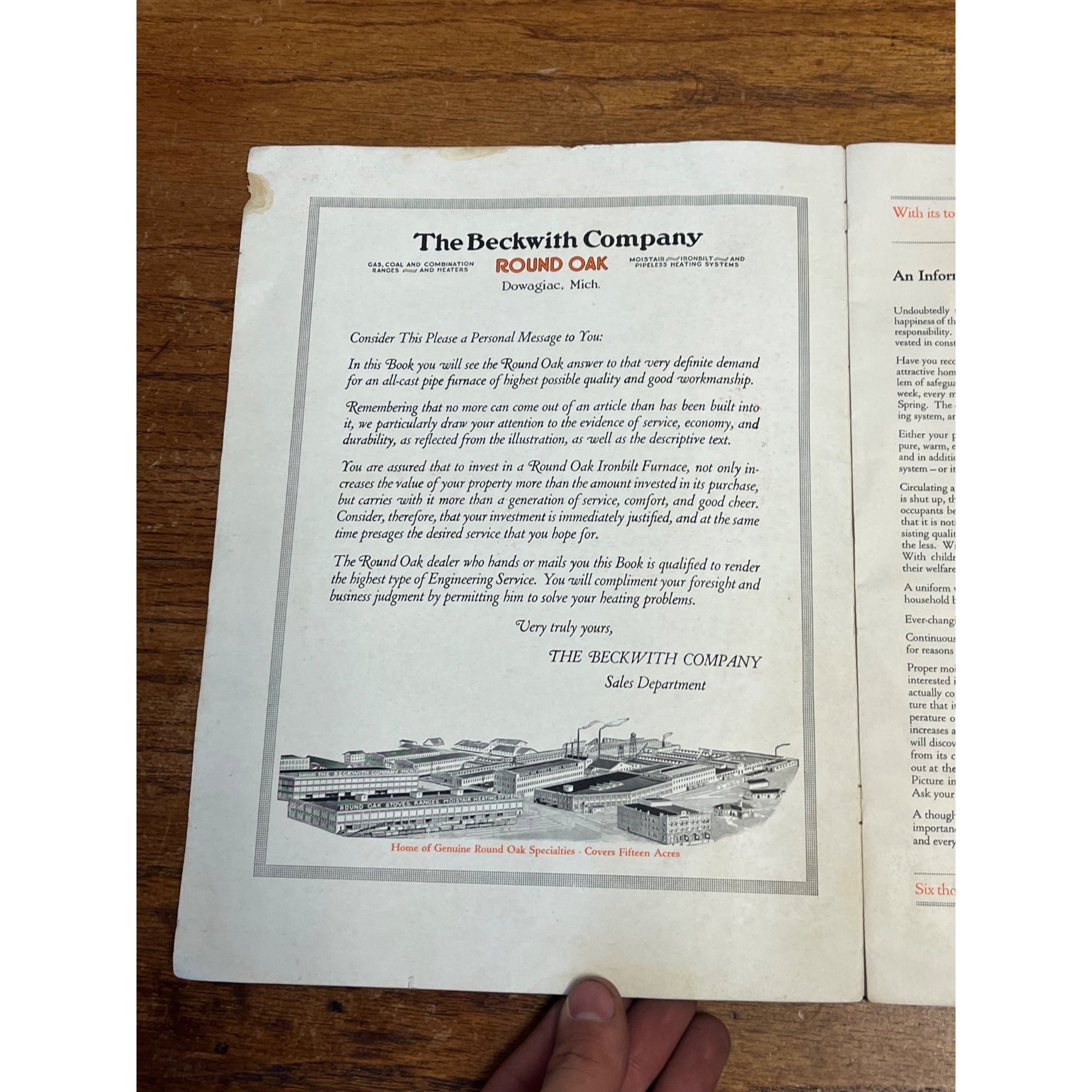Vintage Round Oak Ironbilt Furnace Advertising Sales Brochure Promo Stove & Range