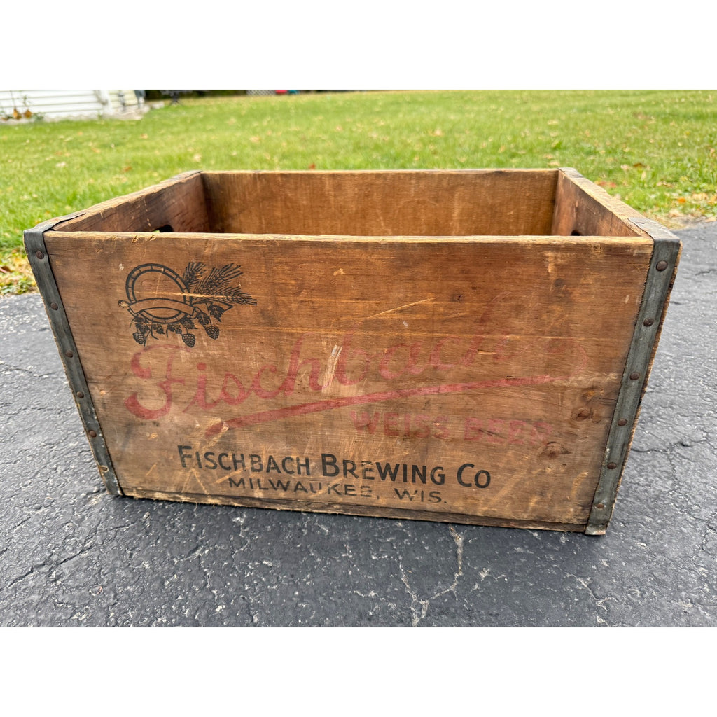 RARE Vintage Fischbach Brewing Co. Milwaukee Wisconsin Wooden Beer Crate Case