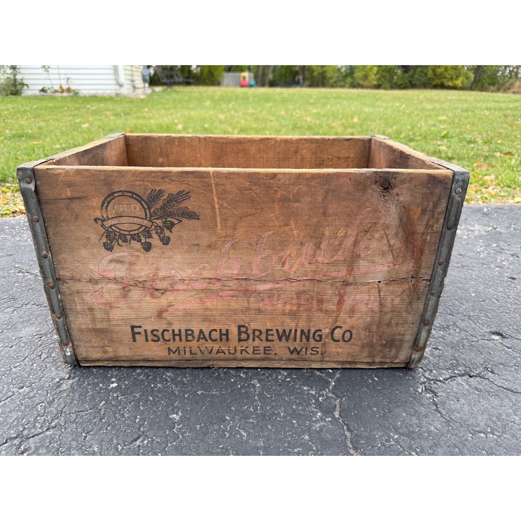 RARE Vintage Fischbach Brewing Co. Milwaukee Wisconsin Wooden Beer Crate Case