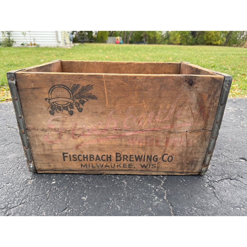 RARE Vintage Fischbach Brewing Co. Milwaukee Wisconsin Wooden Beer Crate Case